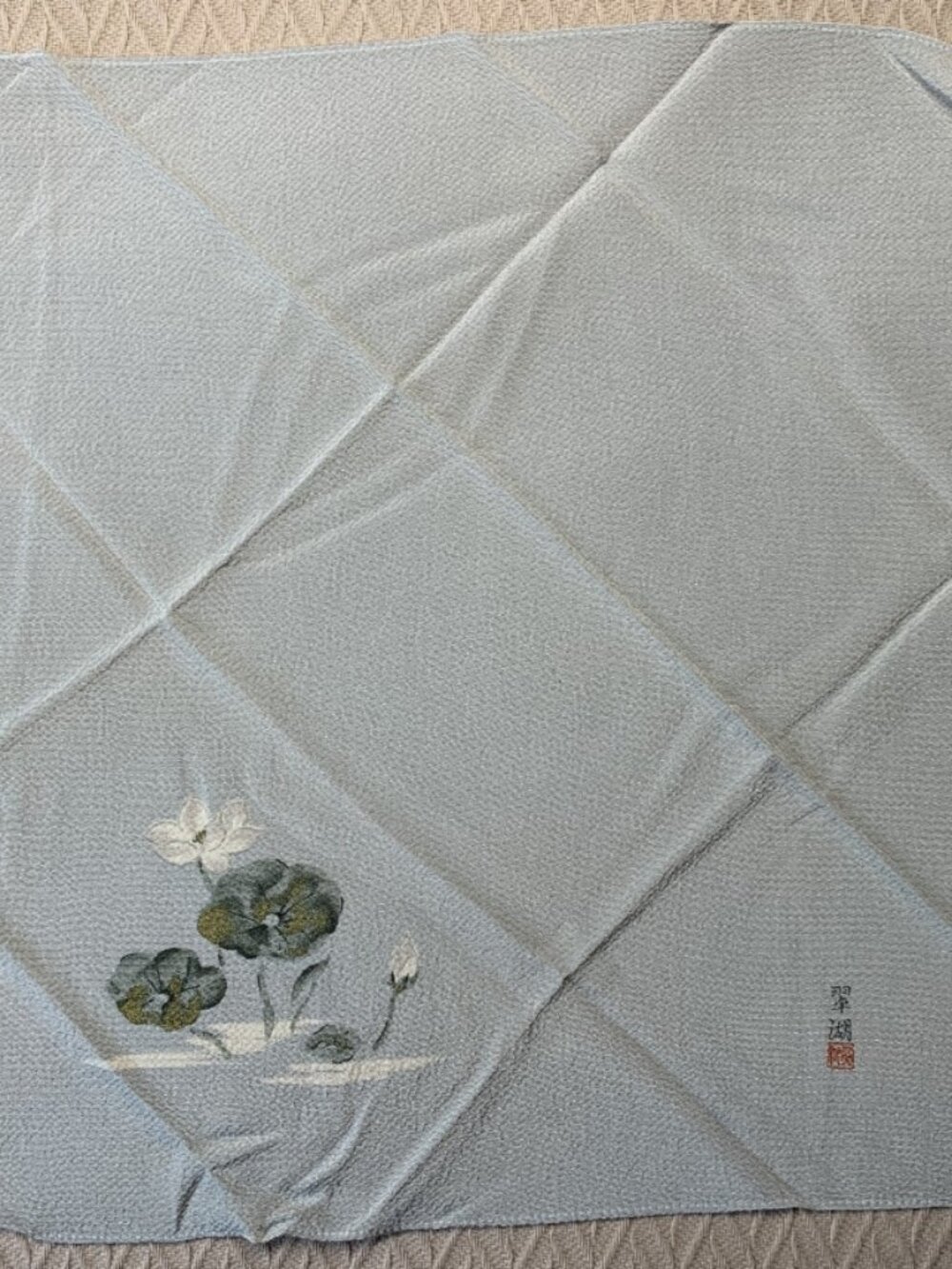 Delicately Hand-Painted Japanese Silk Scarf